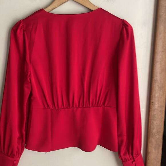 J.Crew Deep V-neck button-front top in satin-backed crepe - Picture 9 of 16